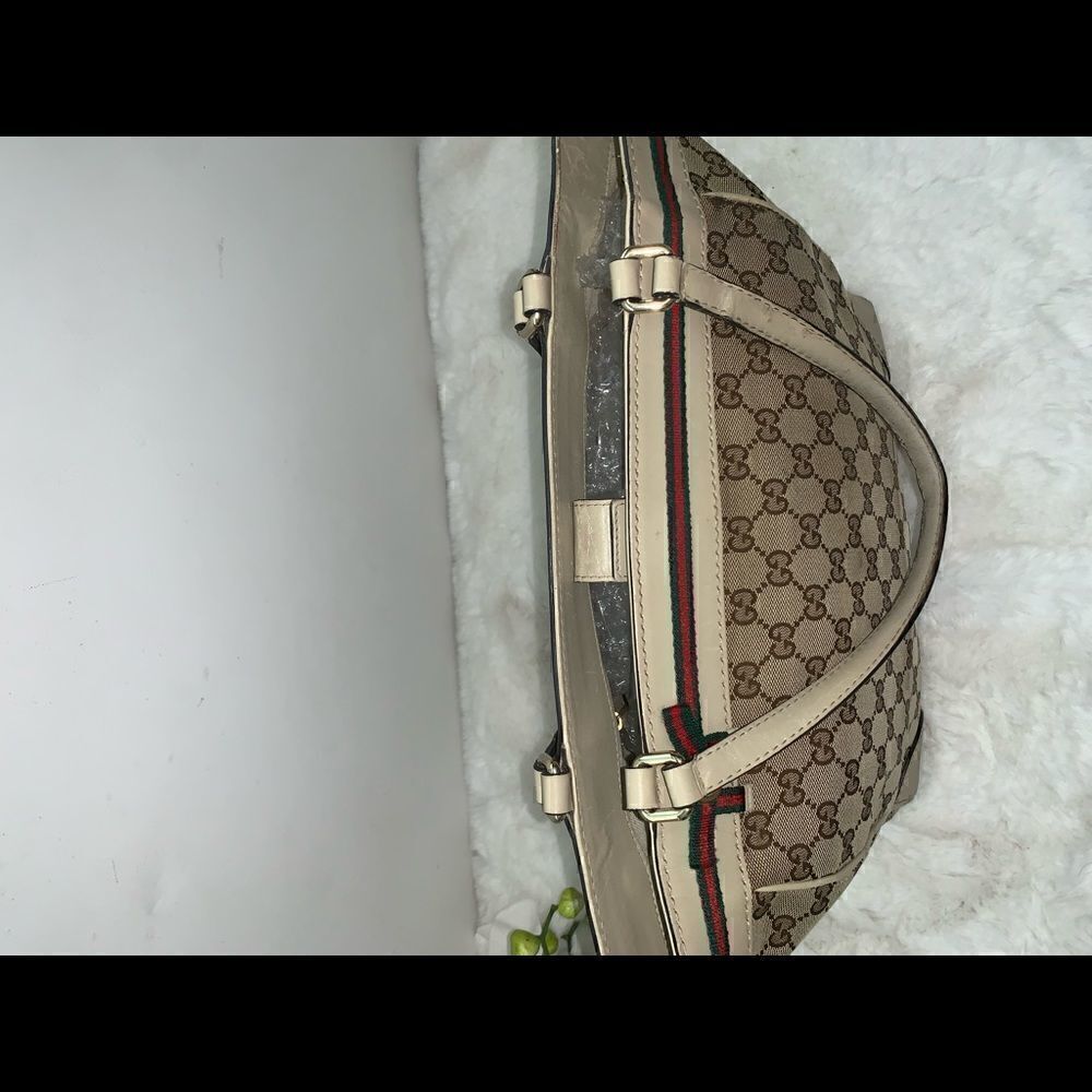 Authentic GUCCI GG Logo Web Line Tote - Picture 11 of 14